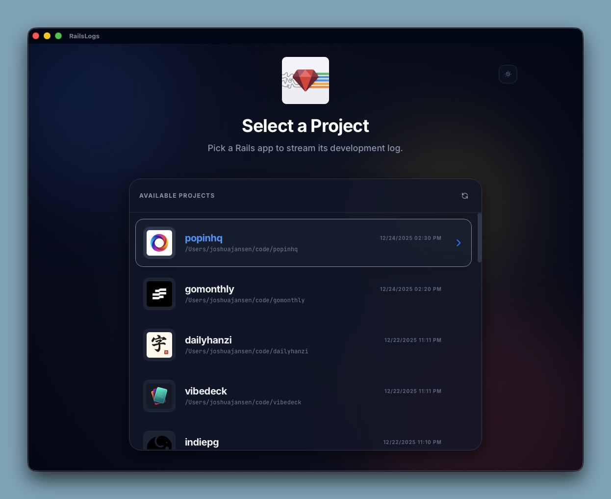 RailsLogs Light Mode